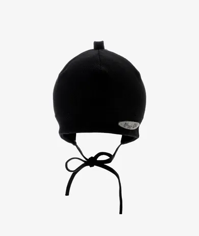 Czapka niemowlęca, wiązana, czarna, Iltom