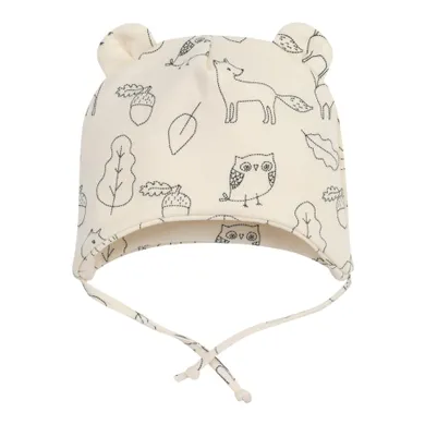 Czapka niemowlęca, wiązana, ecru, Pinokio