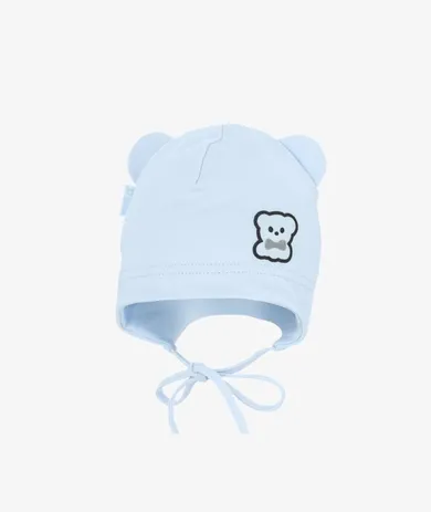 Czapka niemowlęca, wiązana, jasnoniebieska, Iltom