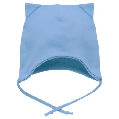 Czapka niemowlęca, wiązana, niebieska, Pinokio