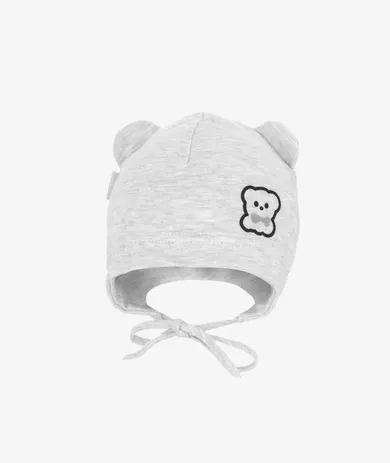 Czapka niemowlęca, wiązana, szara, Iltom