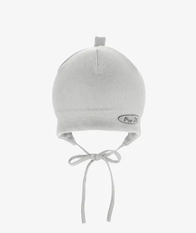 Czapka niemowlęca, wiązana, szara, Iltom