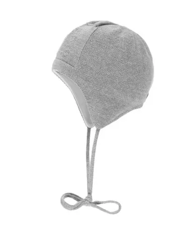 Czapka niemowlęca, wiązana, szara, miś, Döll