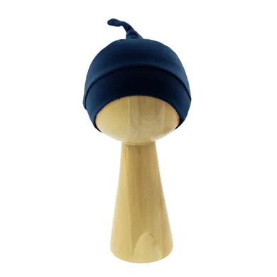 Czapka niemowlęca z supełkiem, granatowa, Nicol