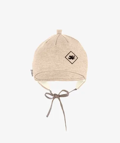 Czapka z daszkiem chłopięca, wiązana, beżowa, Iltom