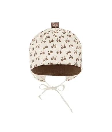 Czapka z daszkiem chłopięca, wiązana, beżowa, Iltom