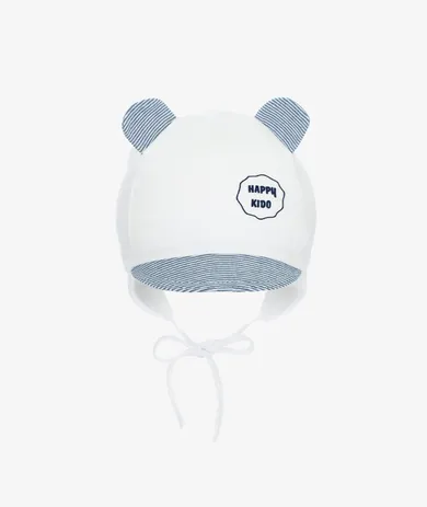 Czapka z daszkiem chłopięca, wiązana, biała, Happy kido, Iltom