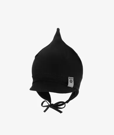 Czapka z daszkiem chłopięca, wiązana, czarna, Iltom