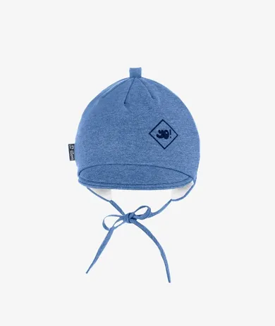 Czapka z daszkiem chłopięca, wiązana, denim, Iltom