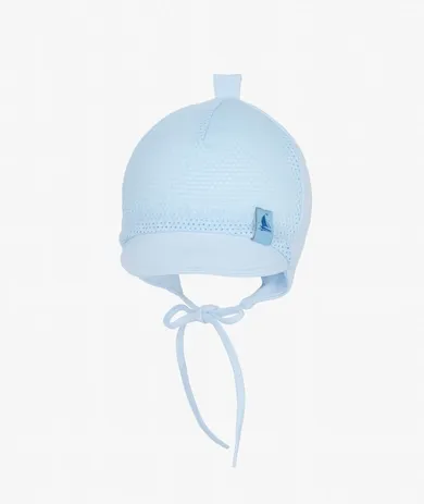 Czapka z daszkiem chłopięca, wiązana, niebieska, Iltom