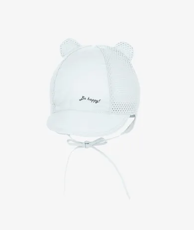 Czapka z daszkiem chłopięca, wiązana, szara, Be happy, Iltom