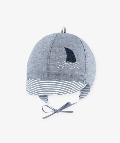 Czapka z daszkiem chłopięca, wiązana, szara, Iltom