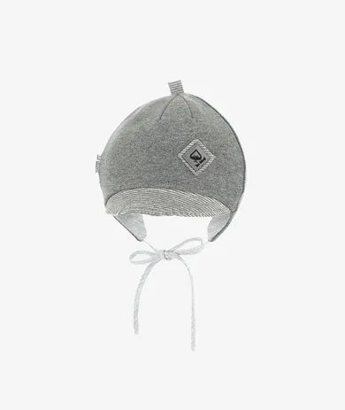 Czapka z daszkiem chłopięca, wiązana, szara, Iltom
