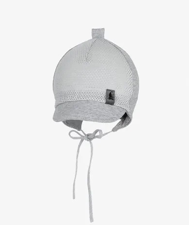 Czapka z daszkiem chłopięca, wiązana, szara, Iltom