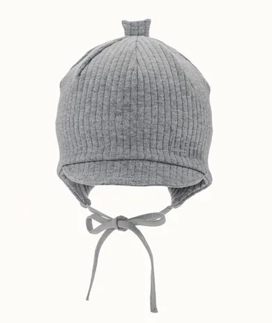 Czapka z daszkiem chłopięca, wiązana, szara, Iltom