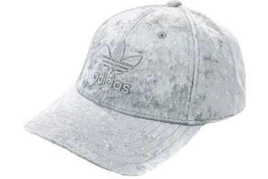 Czapka z daszkiem dziecięca, welurowa, srebrna, Adidas Velour BB Cap