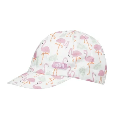 Czapka z daszkiem dziewczęca, biała, flamingi, Döll
