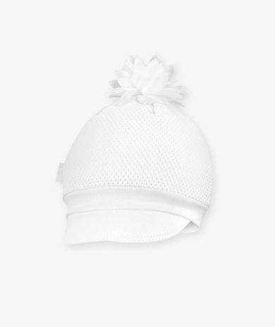 Czapka z daszkiem dziewczęca, biała, kwiat, Iltom