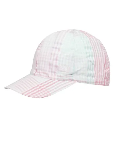 Czapka z daszkiem dziewczęca, biało-różowa, kratka, Döll