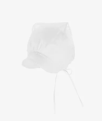 Czapka z daszkiem dziewczęca, wiązana, biała, Iltom