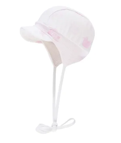 Czapka z daszkiem dziewczęca, wiązana, biała, słonie, Döll