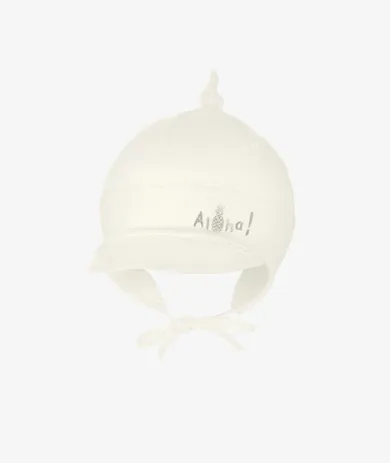 Czapka z daszkiem dziewczęca, wiązana, ecru, Iltom