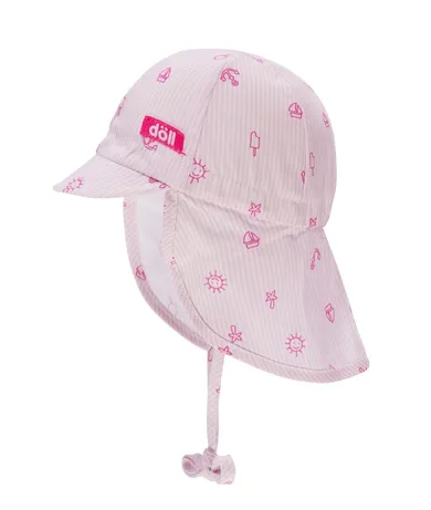 Czapka z daszkiem dziewczęca, wiązana, różowa, Döll
