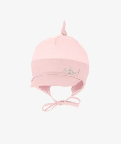 Czapka z daszkiem dziewczęca, wiązana, różowa, Iltom