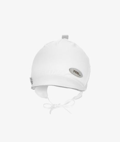 Czapka z daszkiem niemowlęca, wiązana, biała, Iltom