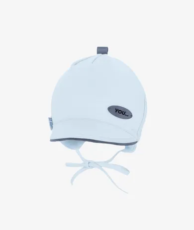 Czapka z daszkiem niemowlęca, wiązana, jasnoniebieska, Iltom