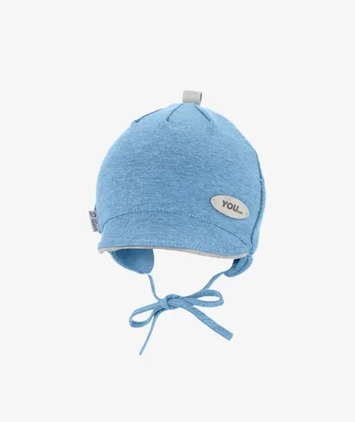 Czapka z daszkiem niemowlęca, wiązana, niebieska, Iltom