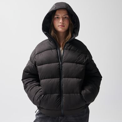 Czarna ocieplana kurtka z kapturem NOWEAR