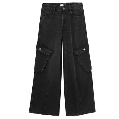 Czarne spodnie jeansowe cargo wide Cool Club