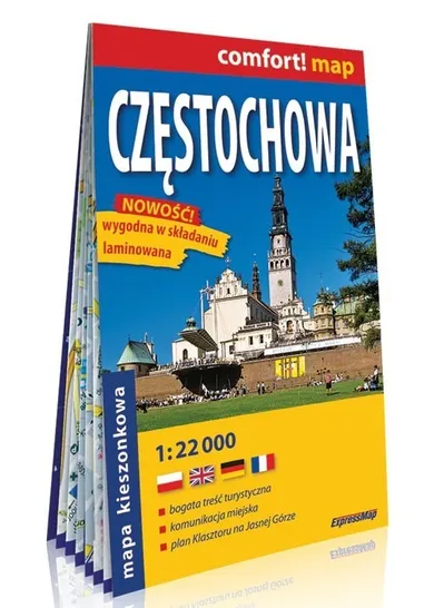 Częstochowa. Kieszonkowy laminowany plan miasta. Skala 1:22 000