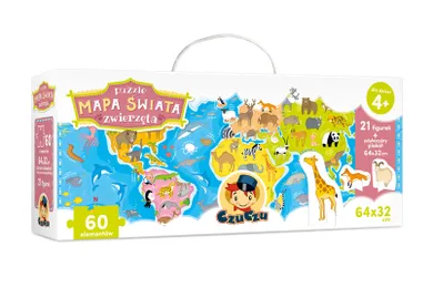 CzuCzu, Mapa świata. Zwierzęta, puzzle z figurkami