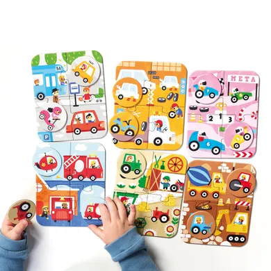 CzuCzu, Pojazdy małe i duże, puzzle i gra, 6-4 elementy, 2+