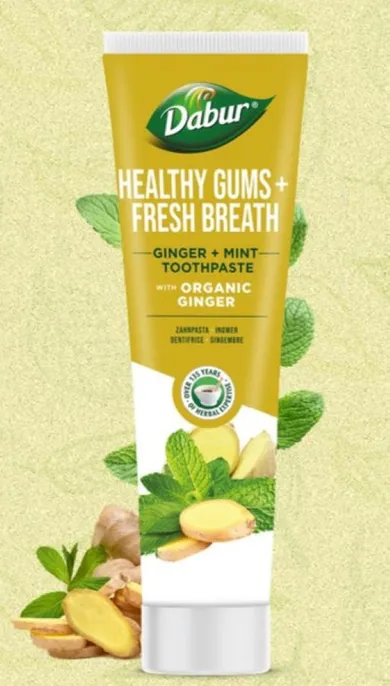 Dabur, Zdowe dziąsła + świeży oddech, pasta do zębów z organicznym imbirem i miętą, 100 ml