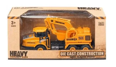 Daffi, Heavy Duty, ciężarówka z koparką, pojazd budowlany, model metalowy, 1:50