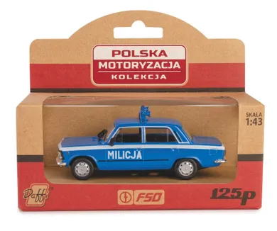 Daffi, Kolekcja Polskiej Motoryzacji, Fiat 125P Milicja, pojazd, model metalowy, 1:43