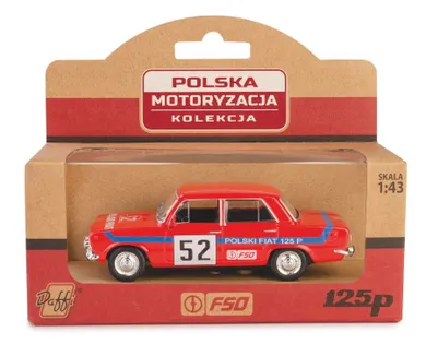 Daffi, Kolekcja Polskiej Motoryzacji, Fiat 125p Rally, pojazd, model metalowy, 1:43, czerwony