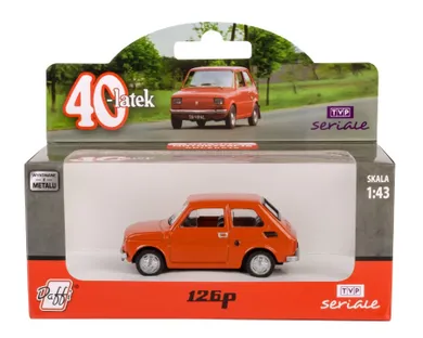 Daffi, Kolekcja Polskiej Motoryzacji, Fiat 126p, Czterdziestolatek, pojazd, model metalowy, czerwony, 1:43