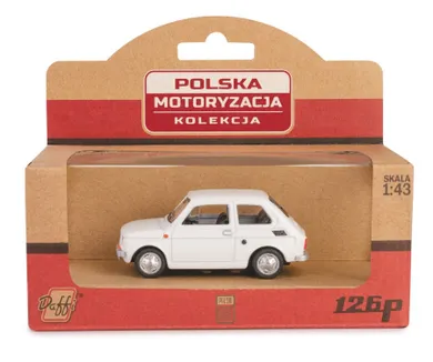 Daffi, Kolekcja Polskiej Motoryzacji, Fiat 126p, pojazd, model metalowy, 1:43, biały