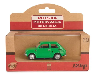 Daffi, Kolekcja Polskiej Motoryzacji, Fiat 126p, pojazd, model metalowy, 1:43, zielony