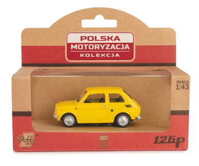 Daffi, Kolekcja Polskiej Motoryzacji, Fiat 126p, pojazd, model metalowy, 1:43, żółty