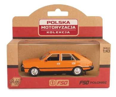 Daffi, Kolekcja Polskiej Motoryzacji, FSO Polonez, pojazd, model metalowy, pomarańczowy, 1:43