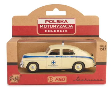 Daffi, Kolekcja Polskiej Motoryzacji, Warszawa M20, pogotowie ratunkowe, pojazd, model metalowy, 1:43