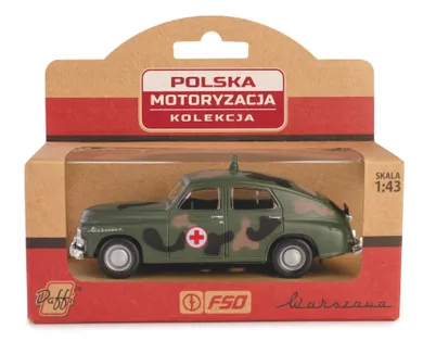 Daffi, Kolekcja Polskiej Motoryzacji, Warszawa M20, pogotowie wojskowe, pojazd, model metalowy, 1:43