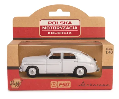 Daffi, Kolekcja Polskiej Motoryzacji, Warszawa M20, pojazd, model metalowy, 1:43, biały