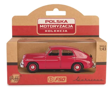 Daffi, Kolekcja Polskiej Motoryzacji, Warszawa M20, pojazd, model metalowy, bordowy, 1:43