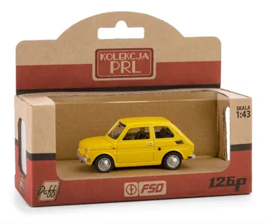 Daffi, Kolekcja PRL, Fiat 126p, pojazd, model metalowy, 1:43, żółty